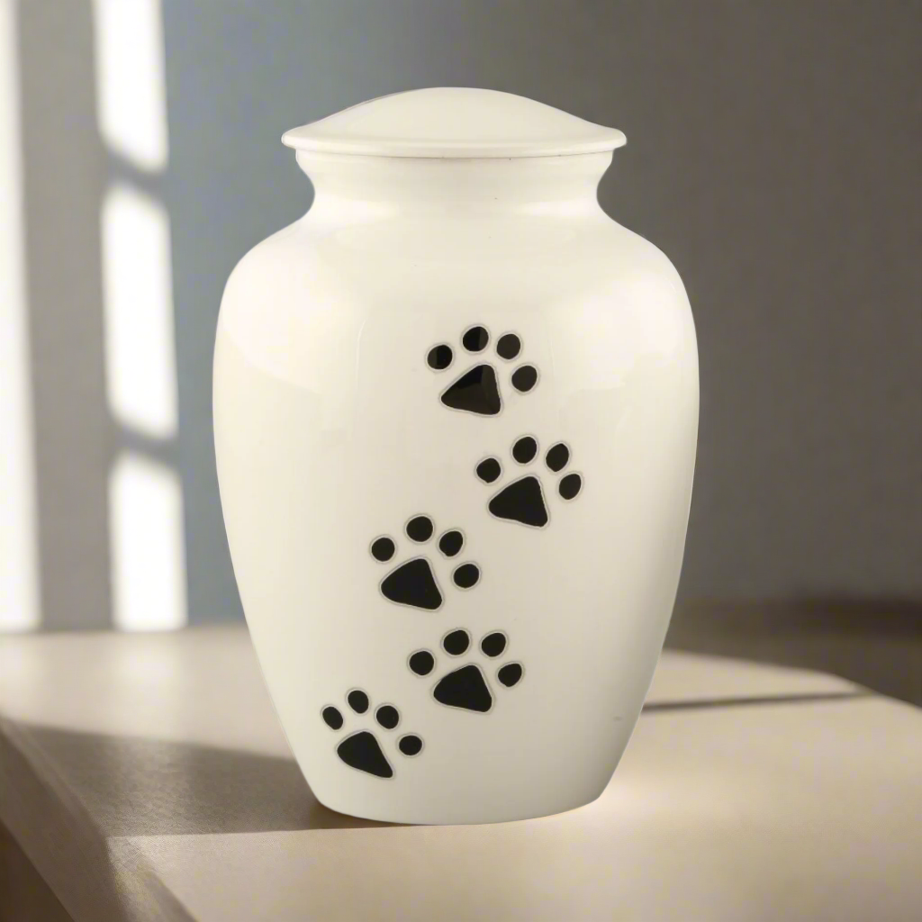 Royal Rapture Urn For Ashes Jar Paw Engraved Dog Cat Pet Funeral Cremation Love Urns Decorative 4" 6" 8" (RJM06)