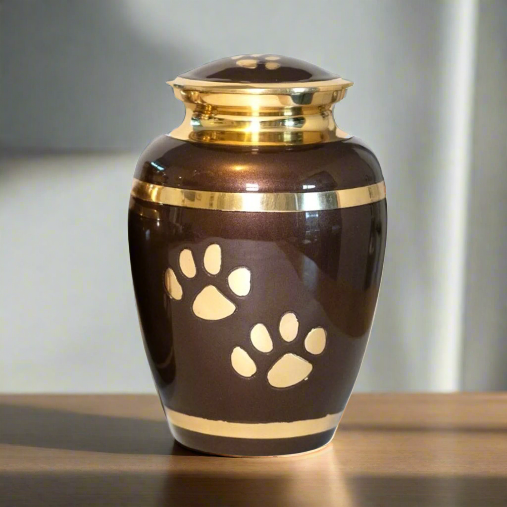 Royal Rapture Urn For Ashes Jar Paw Engraved Dog Cat Pet Funeral Cremation Love Urns Decorative 4" 6" 8" (RJM06)