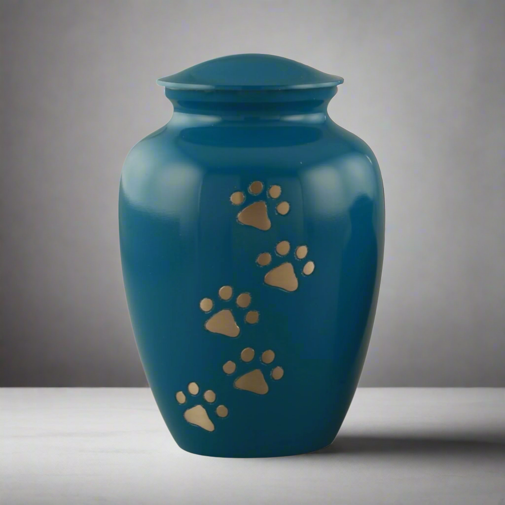 Royal Rapture Urn For Ashes Jar Paw Engraved Dog Cat Pet Funeral Cremation Love Urns Decorative 4" 6" 8" (RJM06)