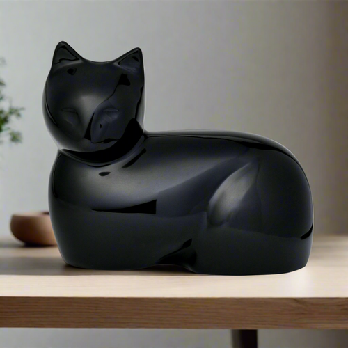 Royal Rapture Cat Kitty Figurine Pet Urn For Ashes Cremation Funeral Memorial Love Urns decorative Alloy 5" (RCM04)