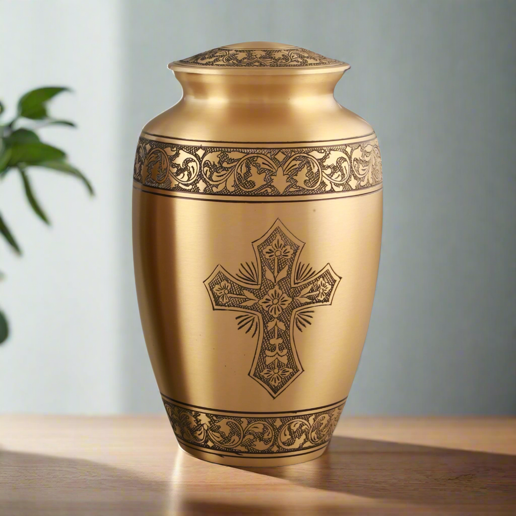 Royal Rapture Adult Urns For Ashes Cremation Funeral Memorial Handcrafted Adult  Love Urns Decorative Brass 10" Large(RJM05)