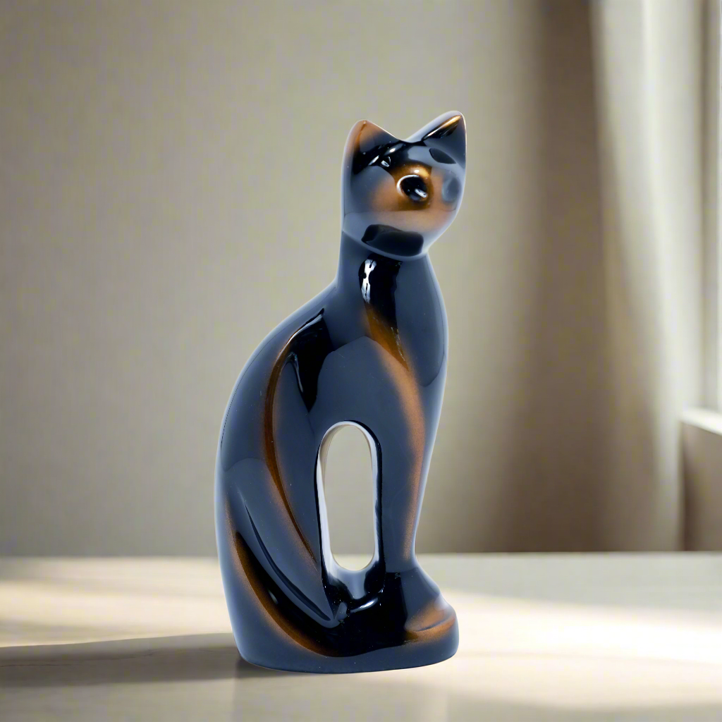 Royal Rapture Cat Kitty Figurine Pet Urn For Ashes Cremation Funeral Memorial Love Urns decorative Alloy 9" (RCM01)