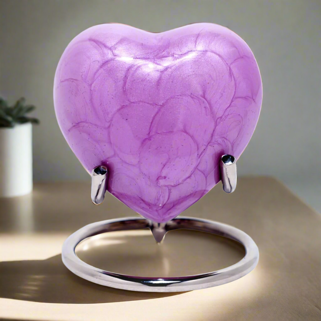 Royal Rapture Urn for Ashes Funeral Memorial Cremation Keepsake Love Urns Decorative Brass Heart with Stand 3" (RHM03)