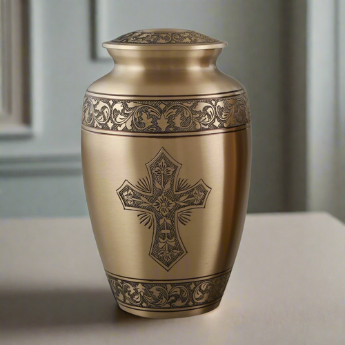 Royal Rapture Adult Urns For Ashes Cremation Funeral Memorial Handcrafted Adult  Love Urns Decorative Brass 10" Large(RJM05)