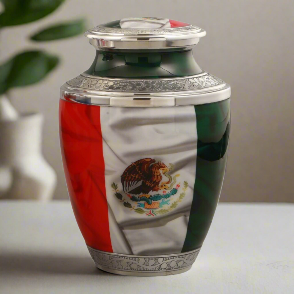 Royal Rapture Urn for ashes Cremation Memorial Funeral Love Urns Decorative Adult Human Child Flag Design USA UK Mexico Canada 10" Large (RJM04)