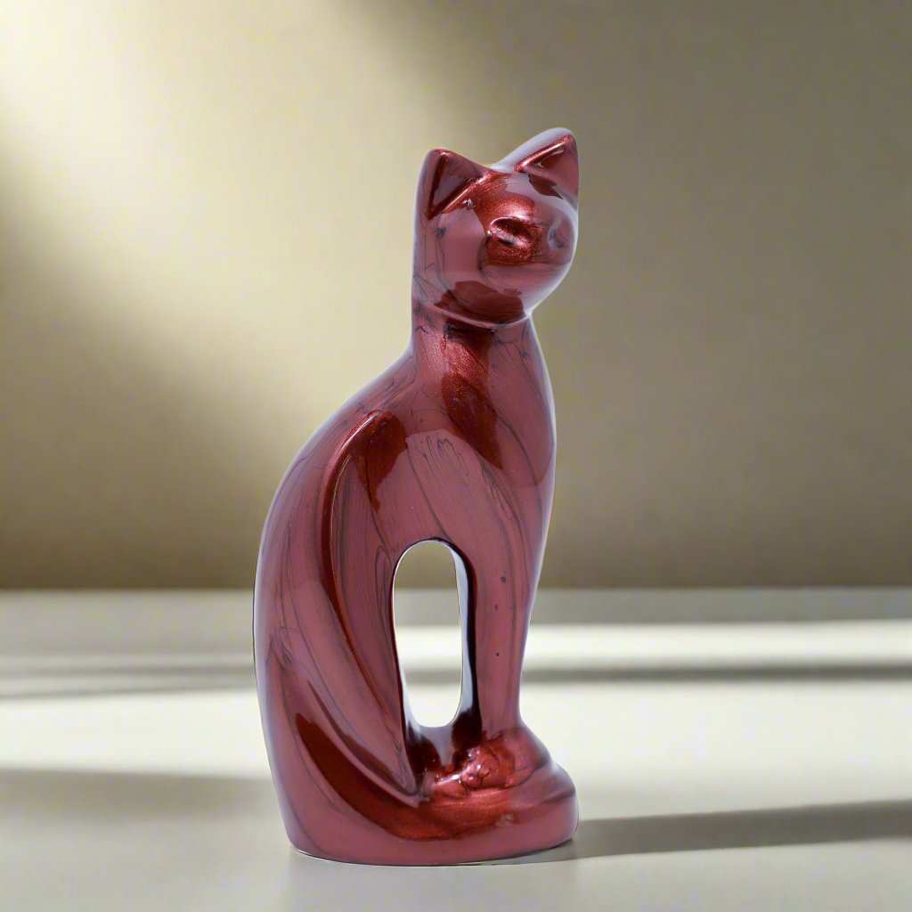 Royal Rapture Cat Kitty Figurine Pet Urn For Ashes Cremation Funeral Memorial Love Urns decorative Alloy 9" (RCM01)
