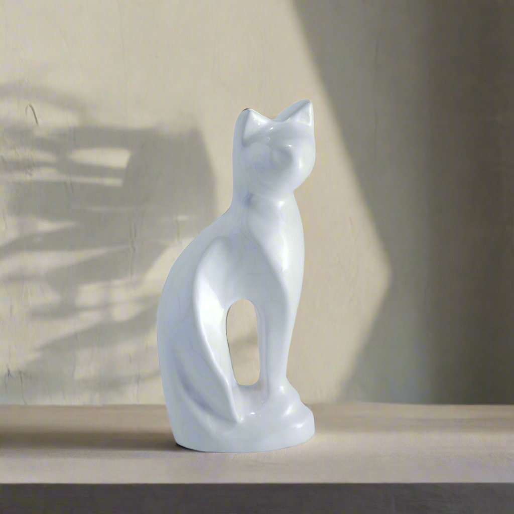 Royal Rapture Cat Kitty Figurine Pet Urn For Ashes Cremation Funeral Memorial Love Urns decorative Alloy 9" (RCM01)