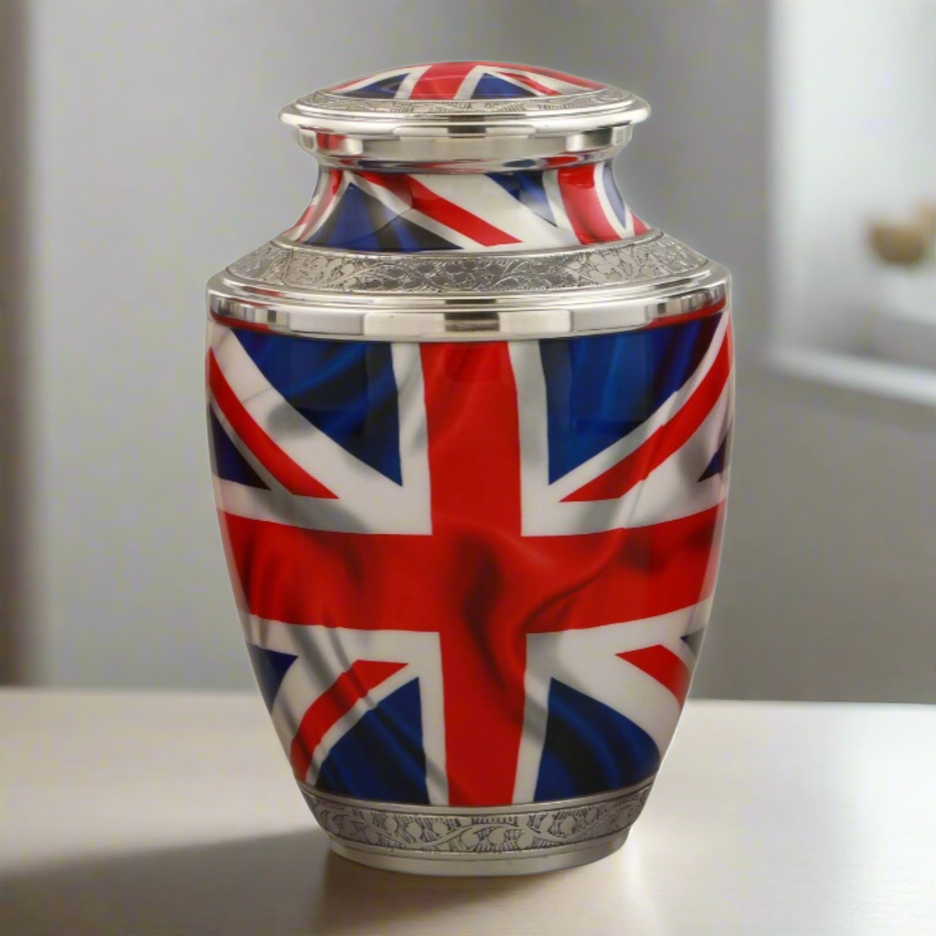 Royal Rapture Urn for ashes Cremation Memorial Funeral Love Urns Decorative Adult Human Child Flag Design USA UK Mexico Canada 10" Large (RJM04)