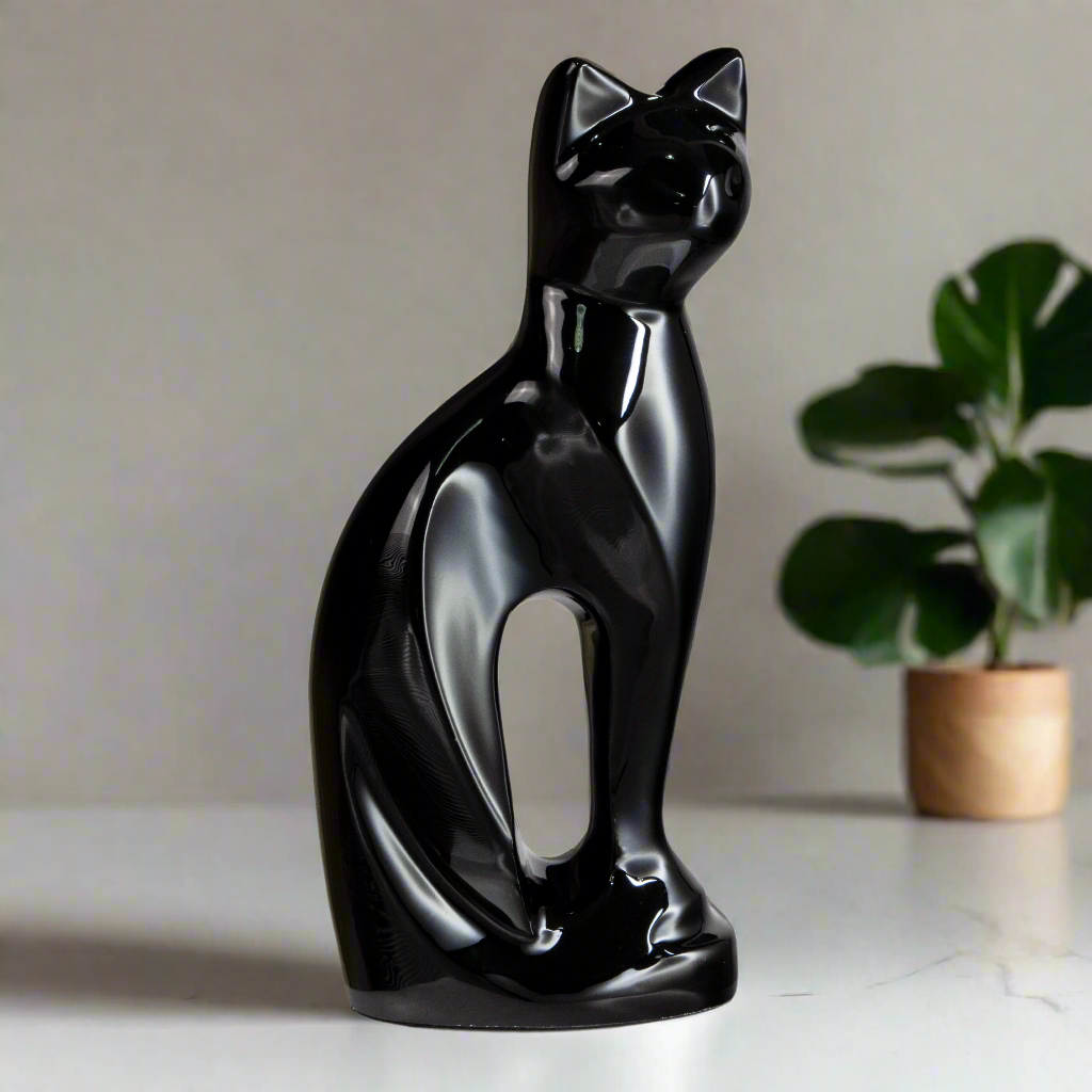 Royal Rapture Cat Kitty Figurine Pet Urn For Ashes Cremation Funeral Memorial Love Urns decorative Alloy 9" (RCM01)