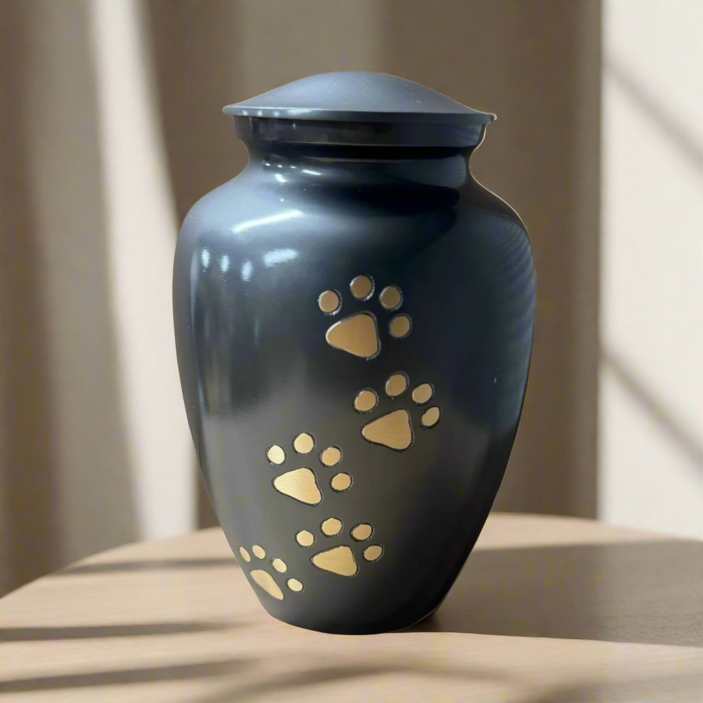 Royal Rapture Urn For Ashes Jar Paw Engraved Dog Cat Pet Funeral Cremation Love Urns Decorative 4" 6" 8" (RJM06)