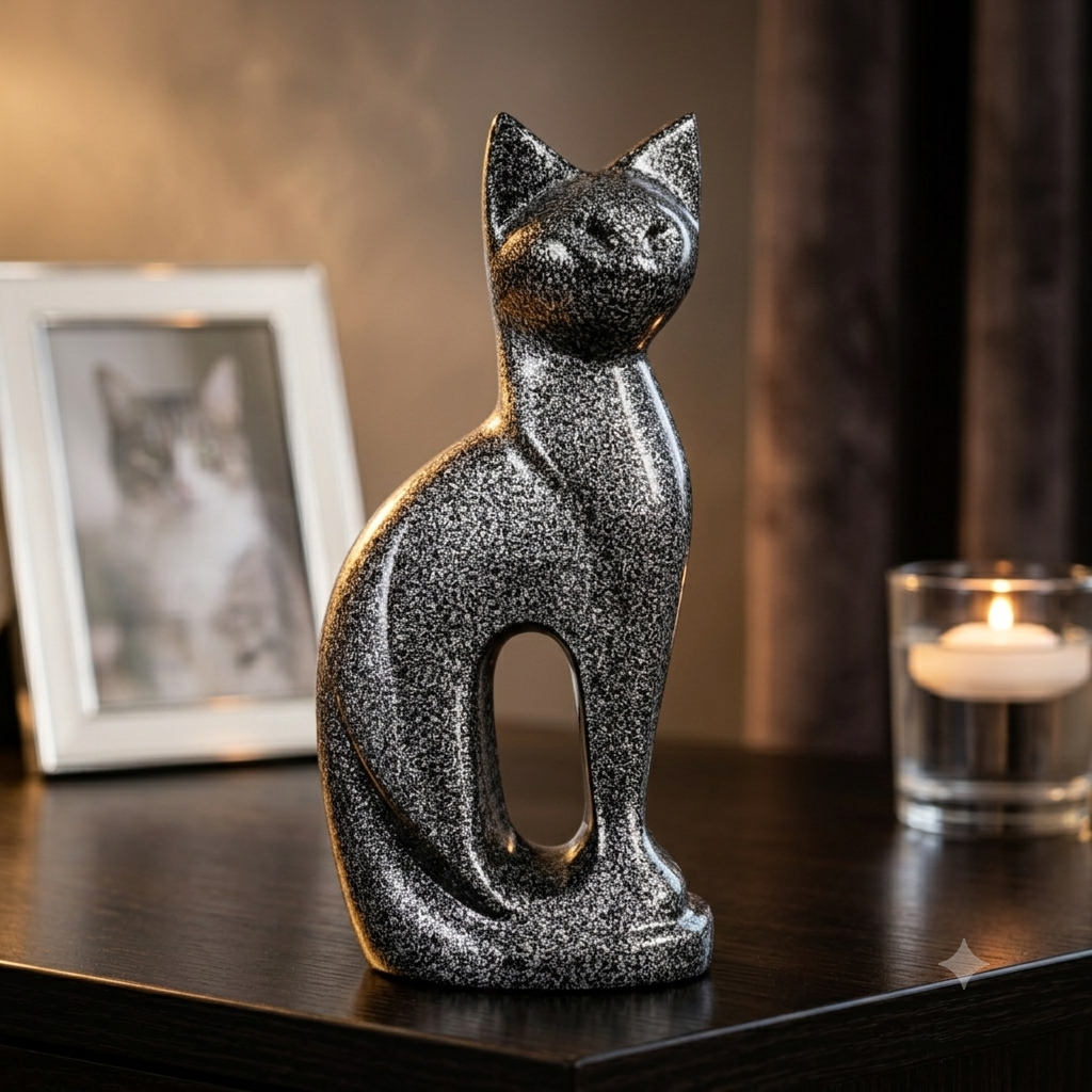 Royal Rapture Cat Kitty Figurine Pet Urn For Ashes Cremation Funeral Memorial Love Urns decorative Alloy 9" (RCM01)