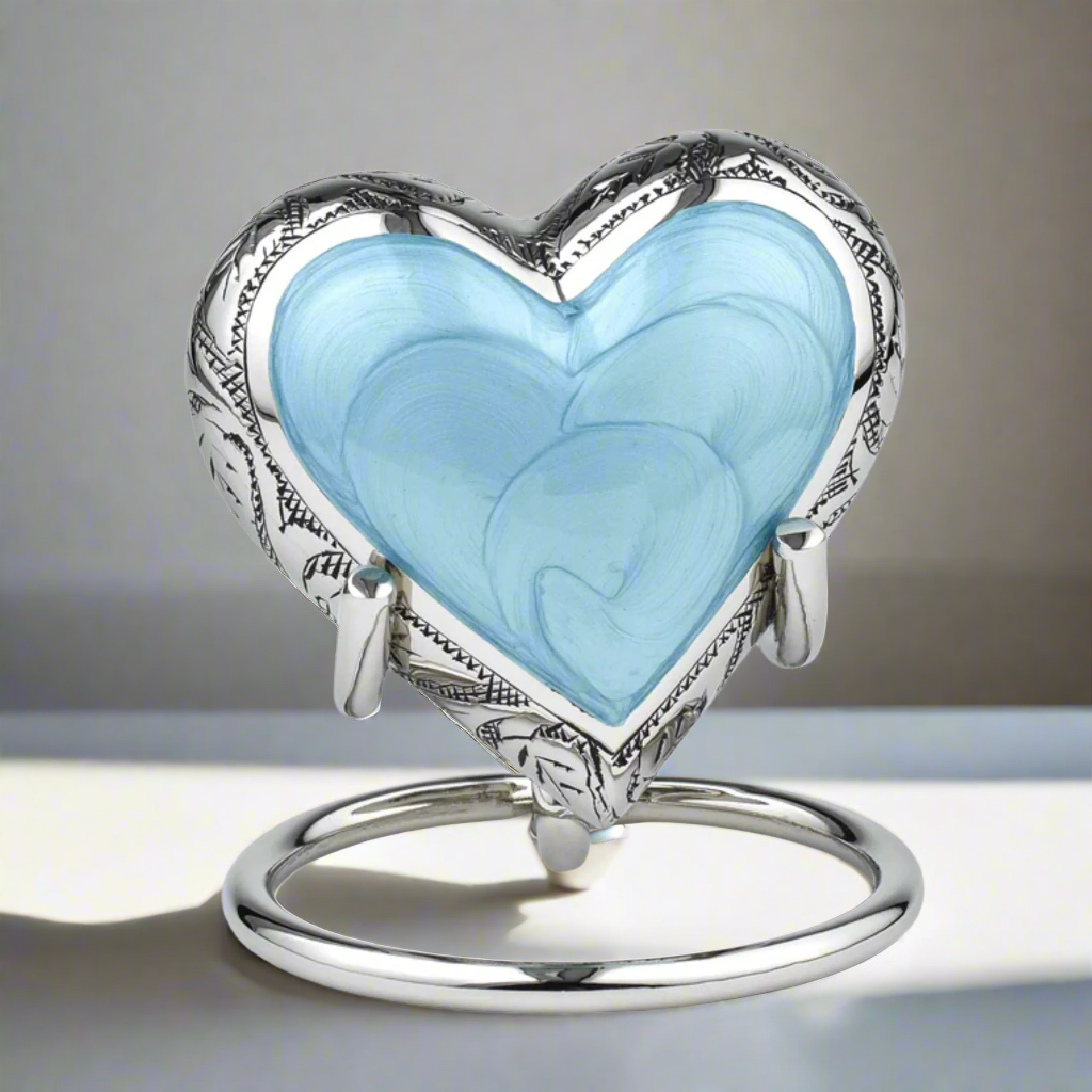 Royal Rapture Urn for Ashes Funeral Memorial Cremation Keepsake Love Urns Decorative Brass Heart with Stand 3" (RHM03)