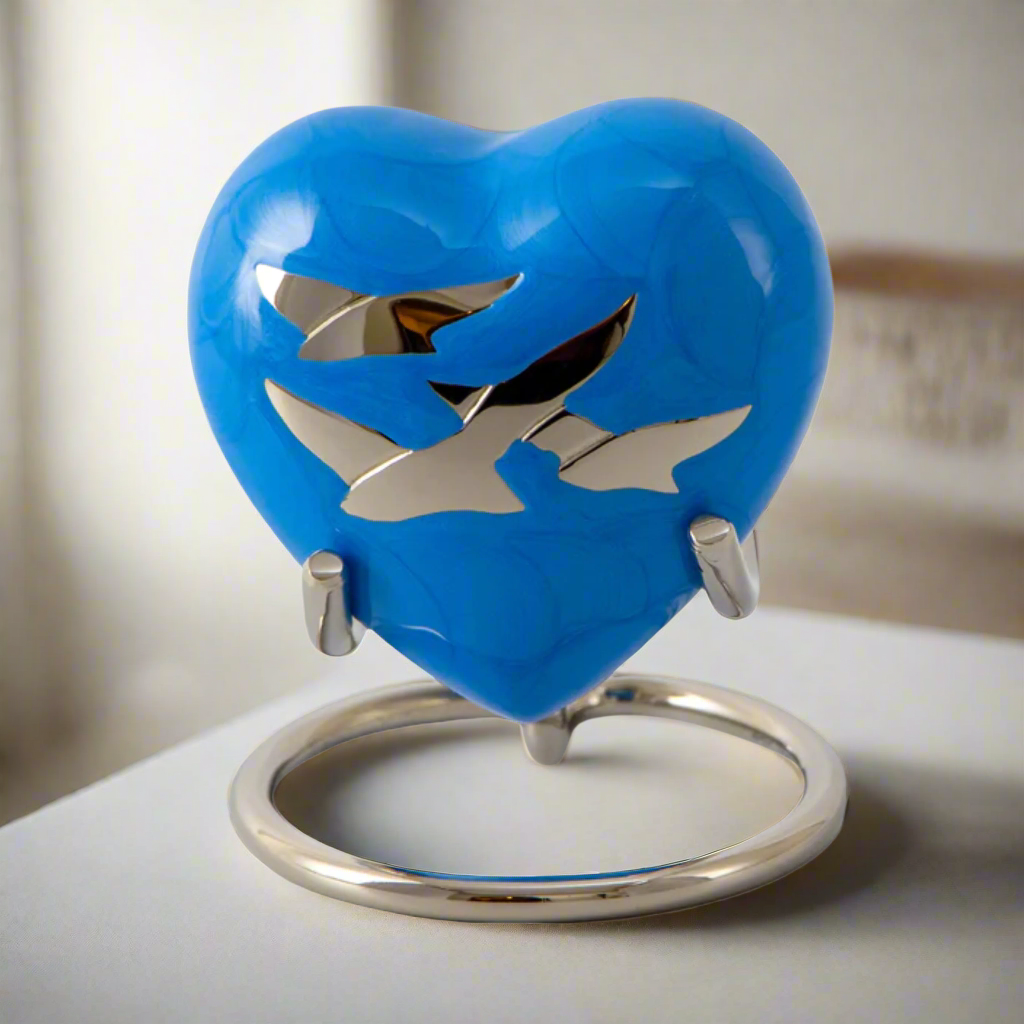 Royal Rapture Urn for Ashes Funeral Memorial Cremation Keepsake Love Urns Decorative Brass Heart with Stand 3" (RHM03)