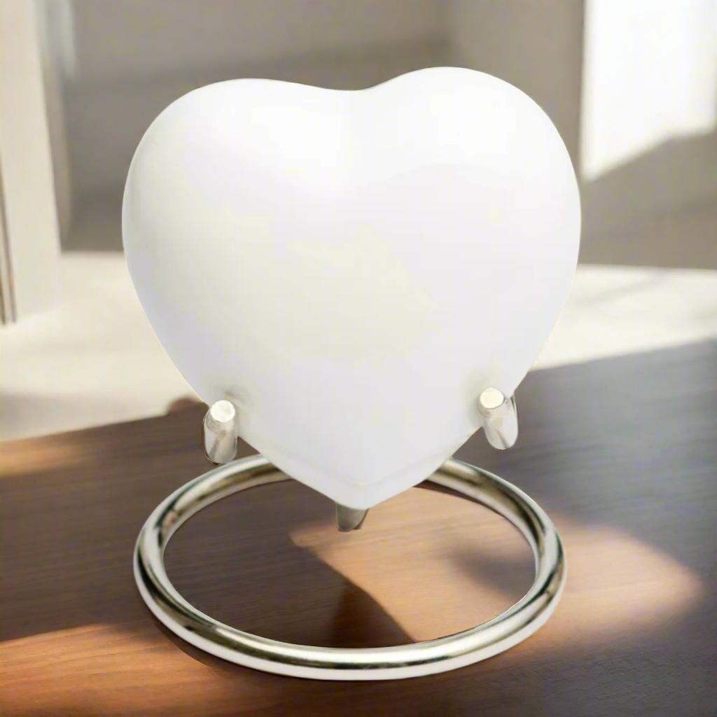 Royal Rapture Urn for Ashes Funeral Memorial Cremation Keepsake Love Urns Decorative Brass Heart with Stand 3" (RHM03)