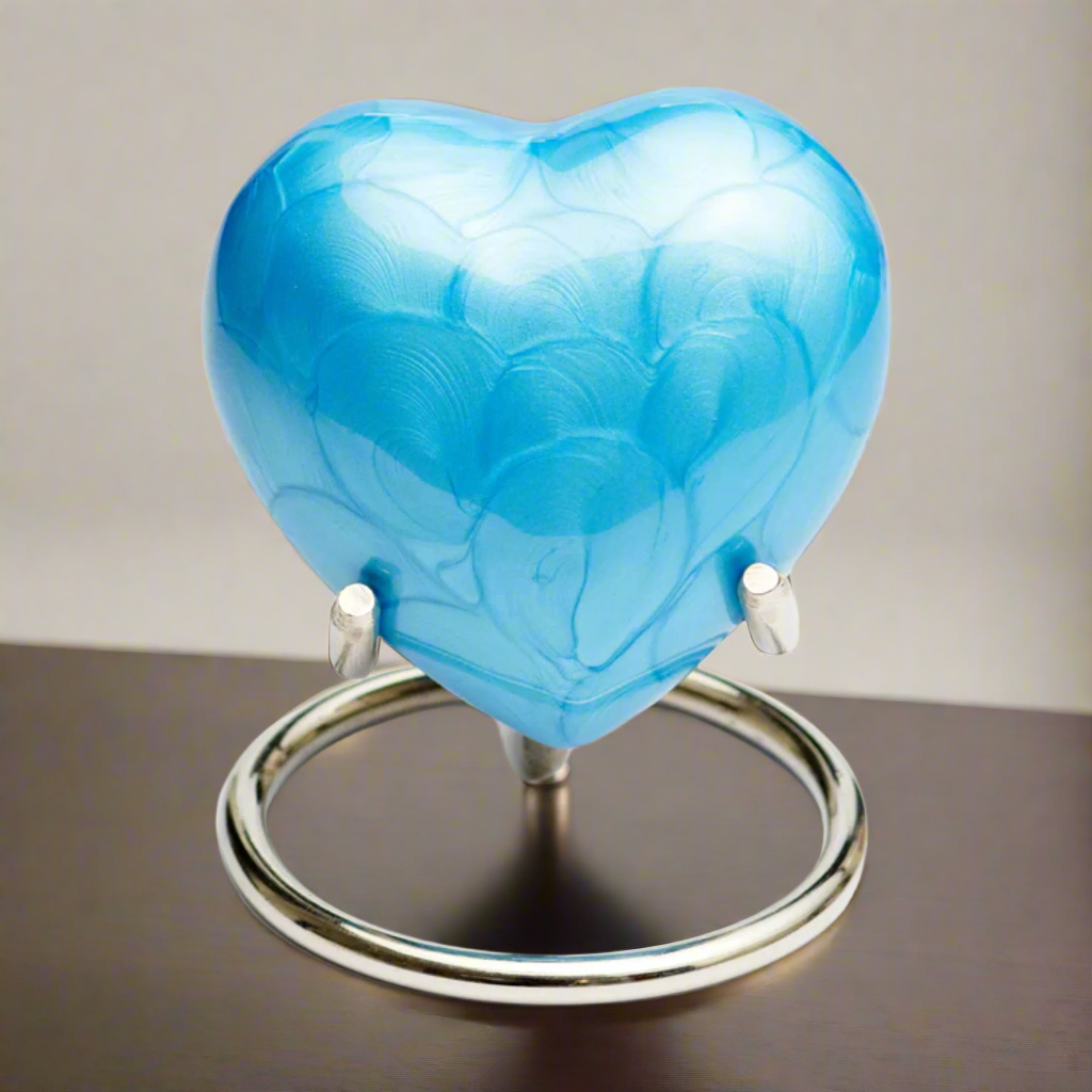 Royal Rapture Urn for Ashes Funeral Memorial Cremation Keepsake Love Urns Decorative Brass Heart with Stand 3" (RHM03)