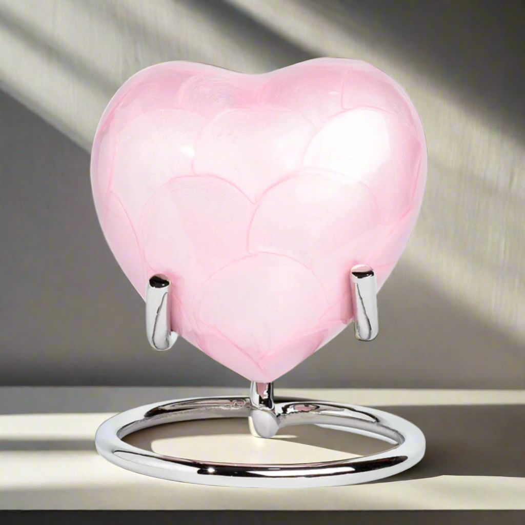 Royal Rapture Urn for Ashes Funeral Memorial Cremation Keepsake Love Urns Decorative Brass Heart with Stand 3" (RHM03)