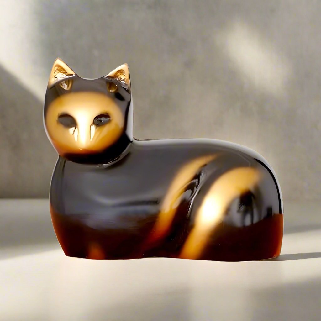 Royal Rapture Cat Kitty Figurine Pet Urn For Ashes Cremation Funeral Memorial Love Urns decorative Alloy 5" (RCM04)