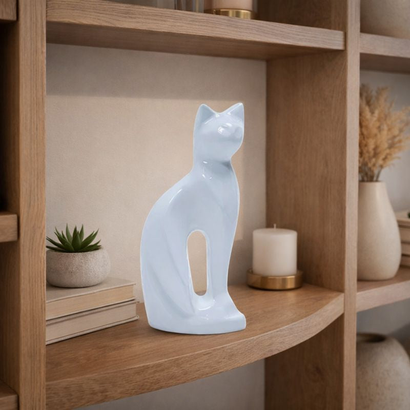 Royal Rapture Cat Kitty Figurine Pet Urn For Ashes Cremation Funeral Memorial Love Urns decorative Alloy 9" (RCM01)