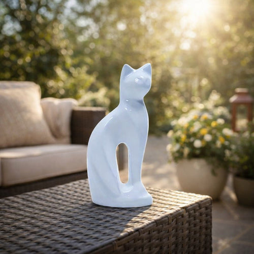 Royal Rapture Cat Kitty Figurine Pet Urn For Ashes Cremation Funeral Memorial Love Urns decorative Alloy 9" (RCM01)