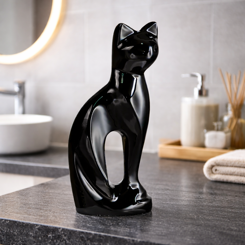 Royal Rapture Cat Kitty Figurine Pet Urn For Ashes Cremation Funeral Memorial Love Urns decorative Alloy 9" (RCM01)