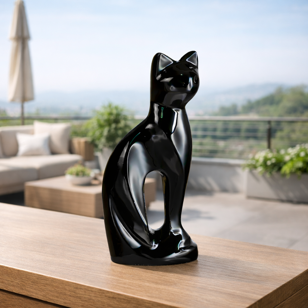 Royal Rapture Cat Kitty Figurine Pet Urn For Ashes Cremation Funeral Memorial Love Urns decorative Alloy 9" (RCM01)