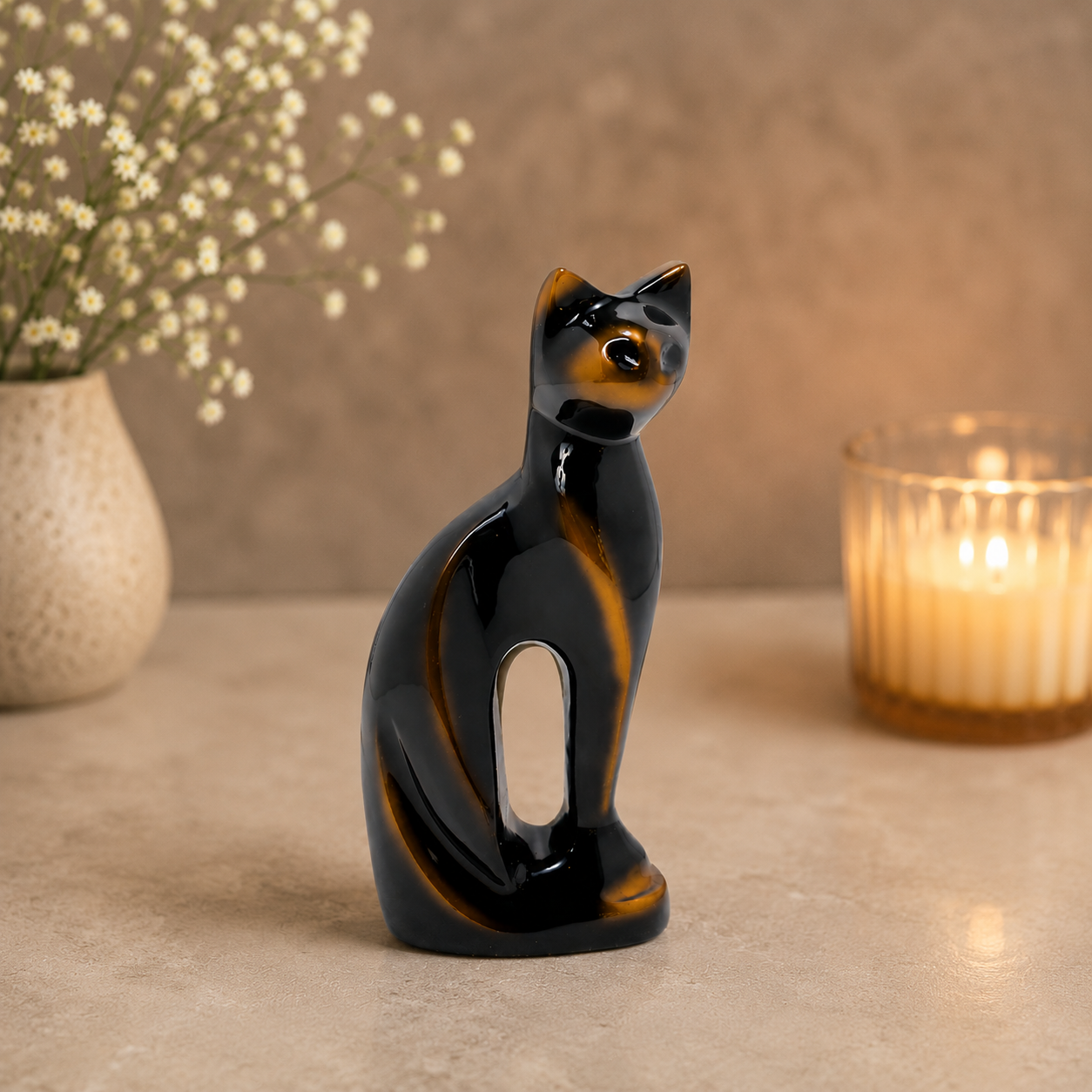 Royal Rapture Cat Kitty Figurine Pet Urn For Ashes Cremation Funeral Memorial Love Urns decorative Alloy 9" (RCM01)