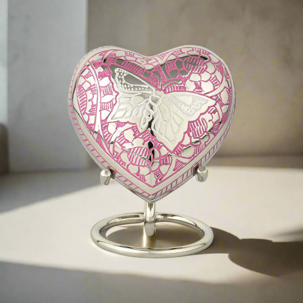 Royal Rapture Urn for Ashes Funeral Memorial Cremation Keepsake Love Urns Decorative Brass Heart with Stand 3" (RHM03)