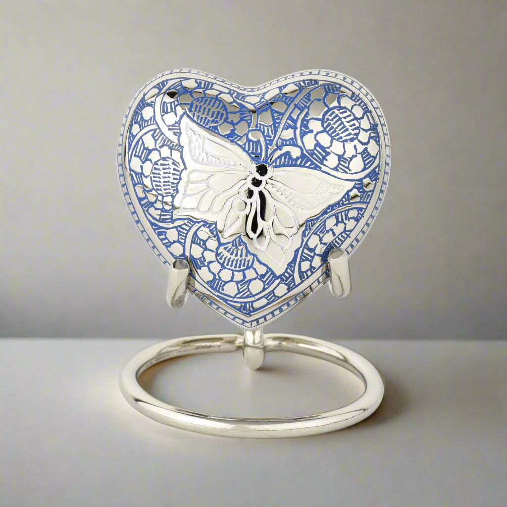 Royal Rapture Urn for Ashes Funeral Memorial Cremation Keepsake Love Urns Decorative Brass Heart with Stand 3" (RHM03)