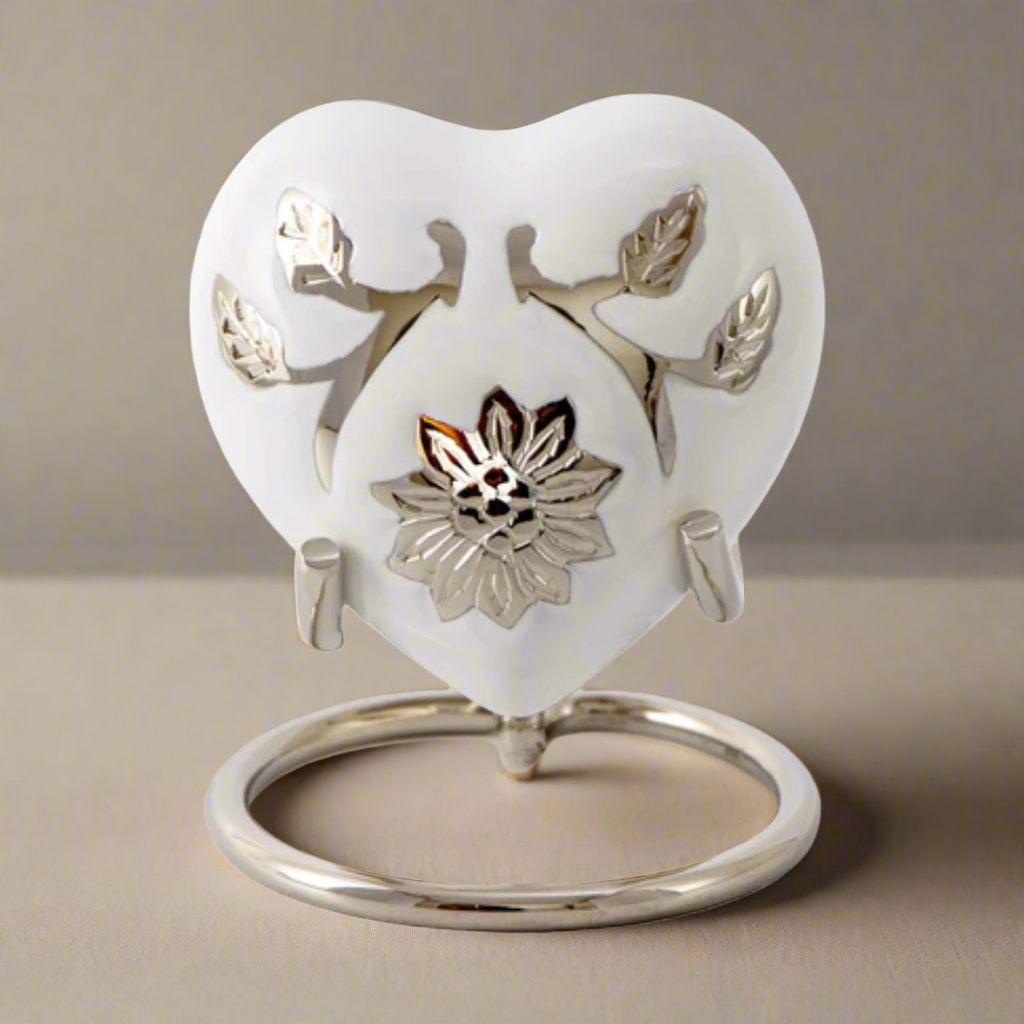 Royal Rapture Urn for Ashes Funeral Memorial Cremation Keepsake Love Urns Decorative Brass Heart with Stand 3" (RHM03)