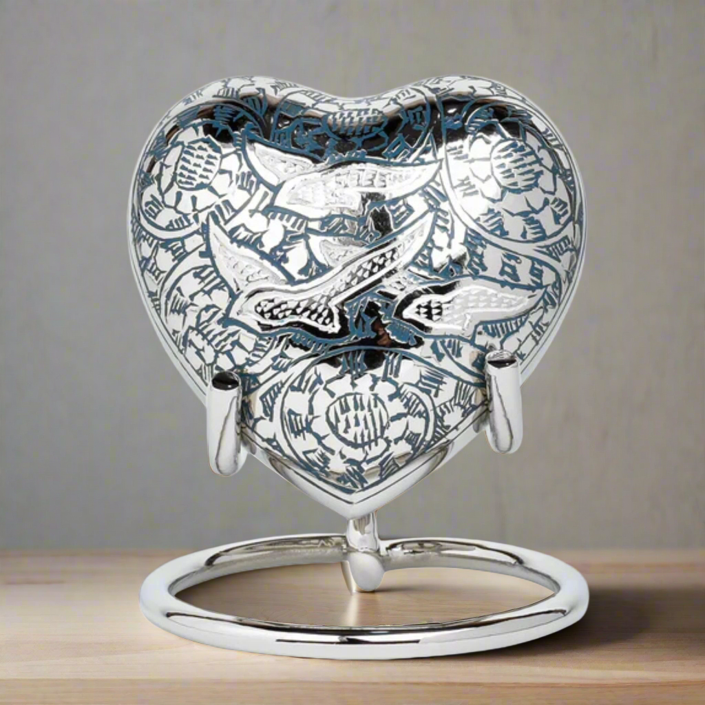 Royal Rapture Urn for Ashes Funeral Memorial Cremation Keepsake Love Urns Decorative Brass Heart with Stand 3" (RHM03)