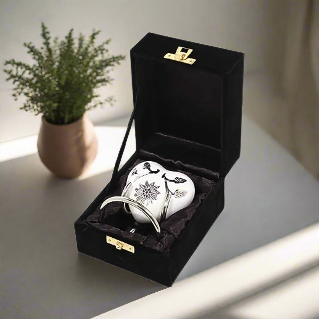 Royal Rapture Urn for Ashes Funeral Memorial Cremation Keepsake Love Urns Decorative Brass Heart with Stand 3" (RHM03)