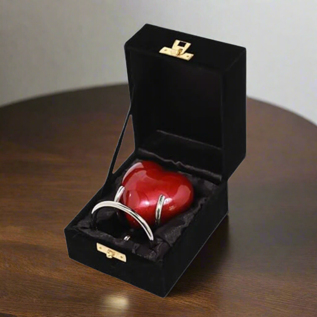 Royal Rapture Urn for Ashes Funeral Memorial Cremation Keepsake Love Urns Decorative Brass Heart with Stand 3" (RHM03)